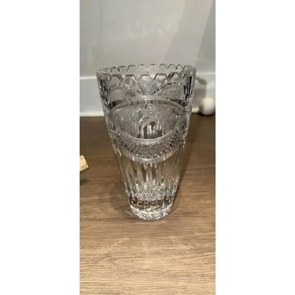 Vintage Cut Crystal Grape Motif Vase